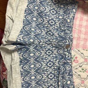 Blue and White Patterned Shorts